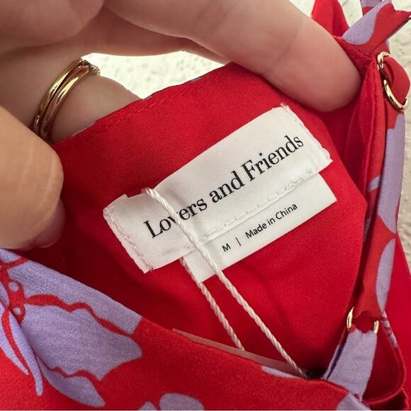 NWT Lovers & Friends Kamala Floral Purple Red Mini Dress Medium - Picture 4 of 7